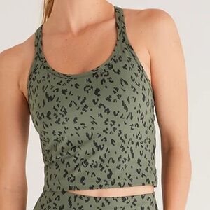 Z Supply Olive Leopard Cropped Tank